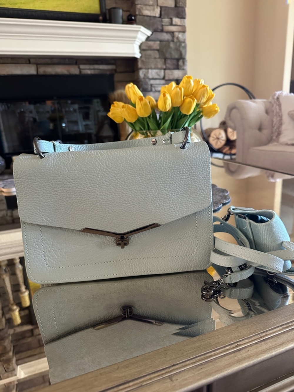Botkier Pale Blue Pebbled Leather Crossbody Bag